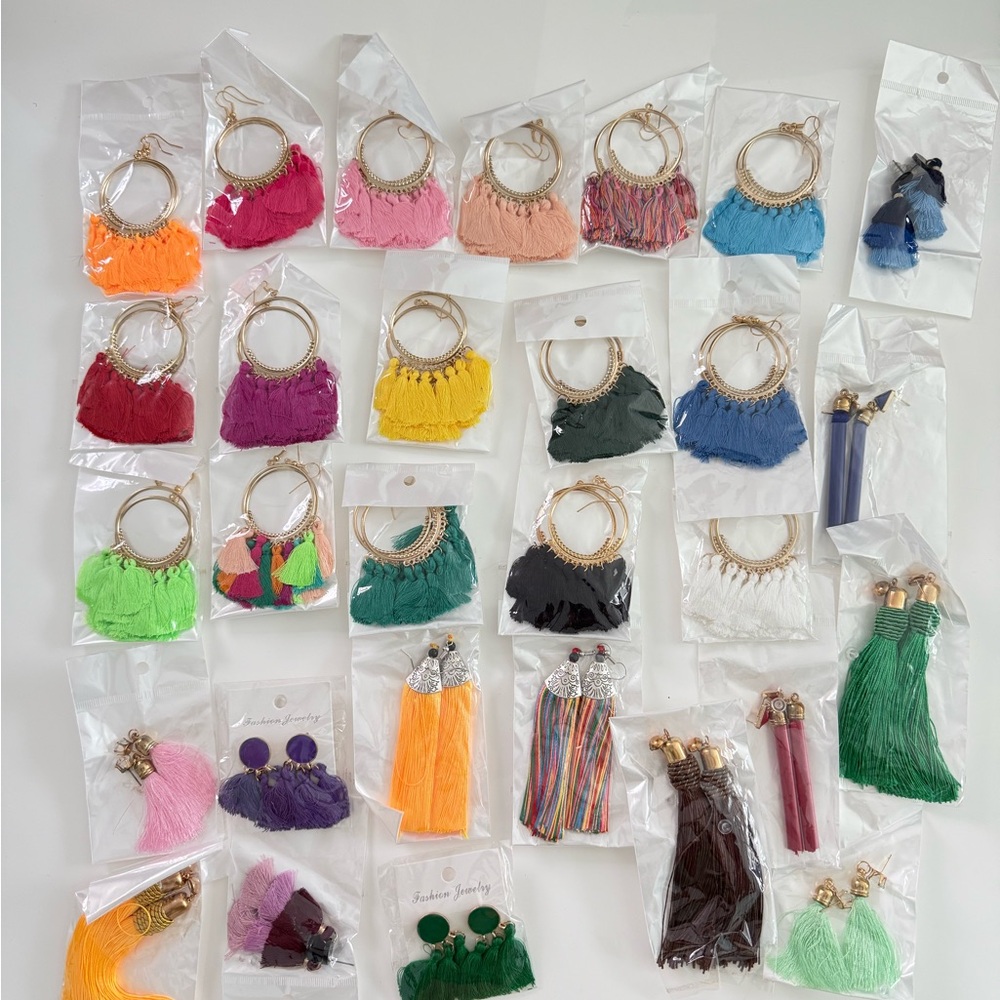Colorful Tassel Earring Set (29)